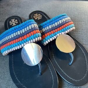 Tory Burch Blue and Black Sandals